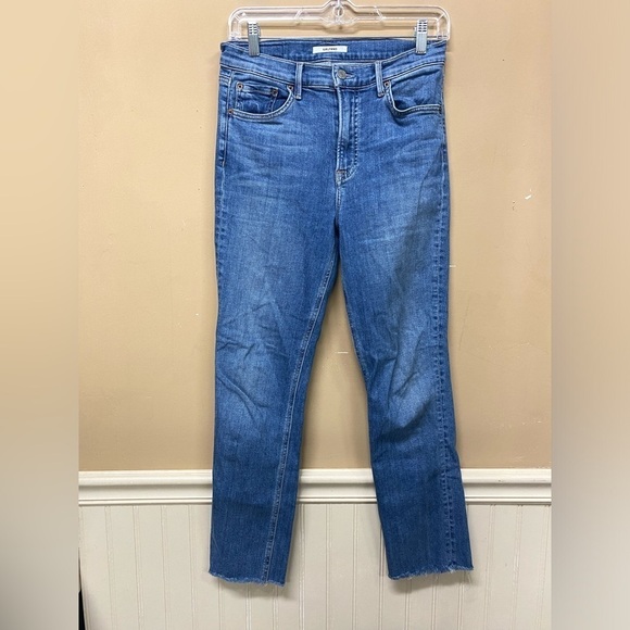 GRLFRND Jeans Reed Night Light Wash Raw Hem Stretch HIgh Waist Revolve Size 27 - Picture 1 of 8